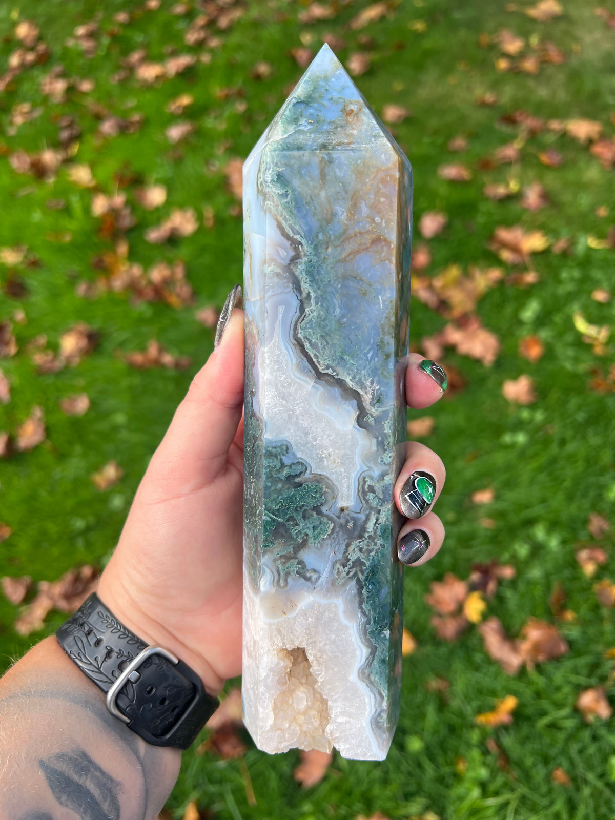 Moss agate tower